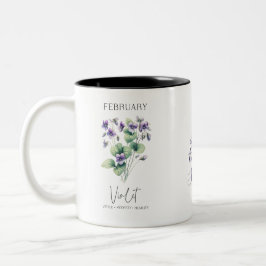 Födelsemånad Flower Violet Birthday Gift Två-Tonad Mugg