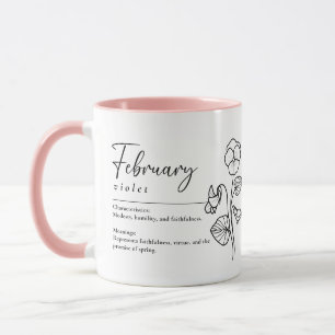 Födelsemånad: Flower Violet Minimalist Mugg