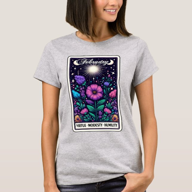 Födelsemånad Flower Violet T-Shirt (Framsida)