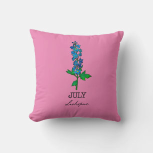 Födelsemånad juli Larkspur Flower Kudde