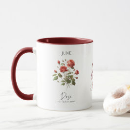 Födelsemånad juni blomma röd ros födelsedagspresen mugg