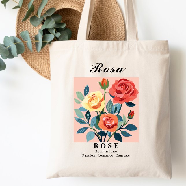 Födelsemånadens blomma i juni ros bröllopsduschgåv tygkasse (Skapare uppladdad)
