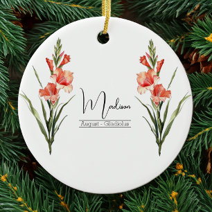 Födelsemånadsblomma augusti Gladiolus Ornament