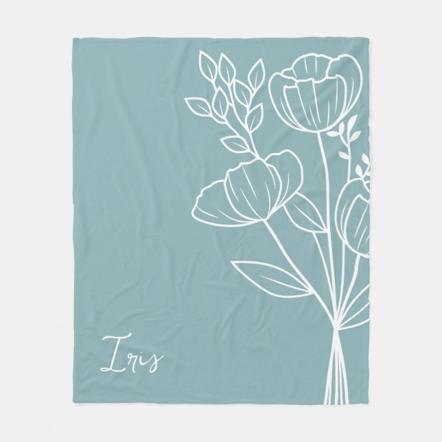 Födelsemånadsblomma, augusti Kalligrafi Namn Fleecefilt (Framsidan)