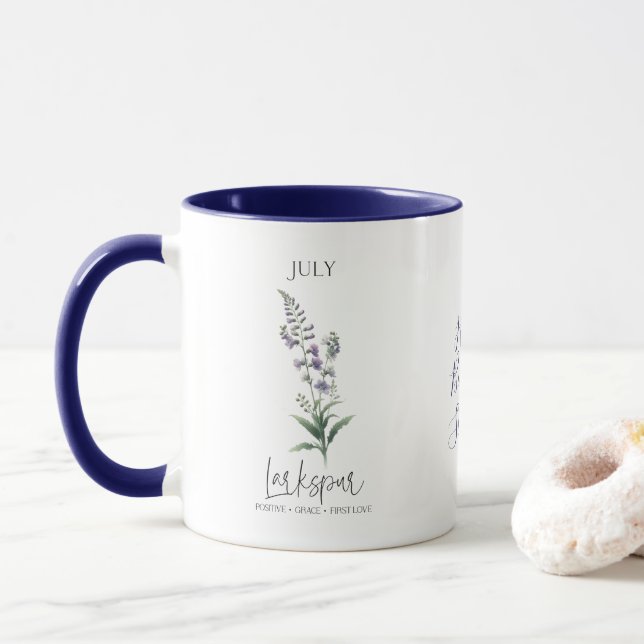 Födelsemånadsblomma Juli Riddarsporre Födelsedagsp Mugg (Med munk)