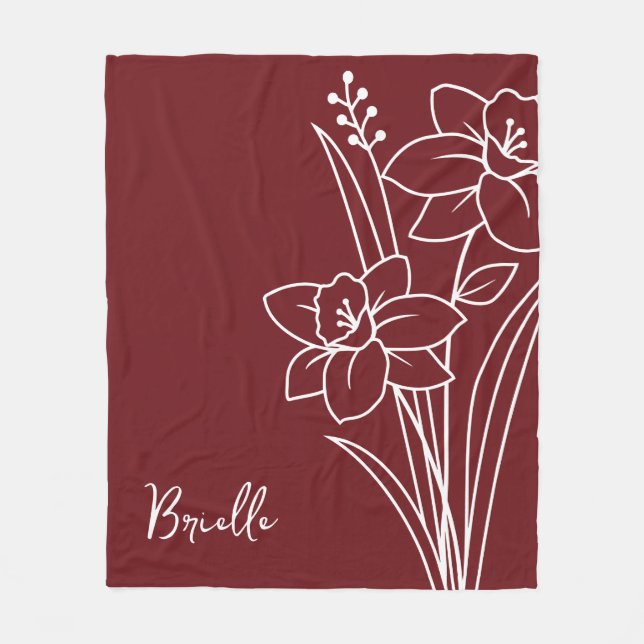 Födelsemånadsblomma, marschkalligrafi Namn Fleecefilt (Framsidan)