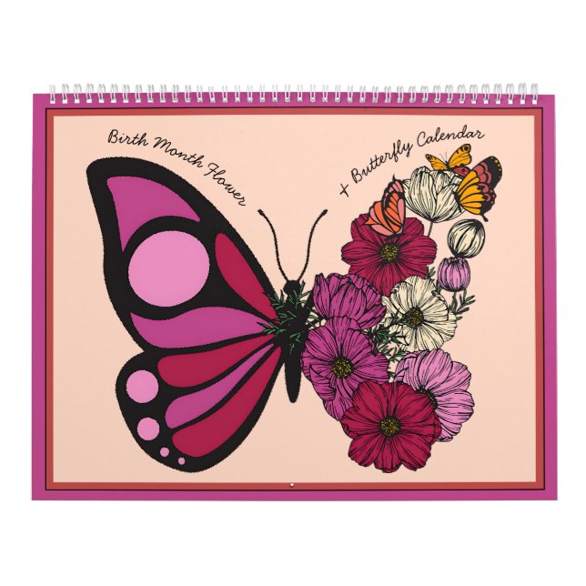 Födelsemånadsblomma och fjäril kalender (Omslag)