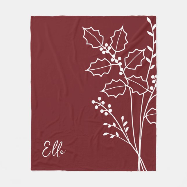 Födelsemånadsblomman, december Kalligrafi Namn Fleecefilt (Framsidan)