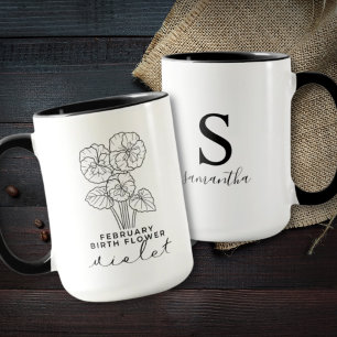 Födelsemånadsblomman februari födelsedag Gift Mono Mugg
