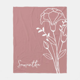 Födelsemånadsblomman, januari Ro-calligrafi Namn Fleecefilt