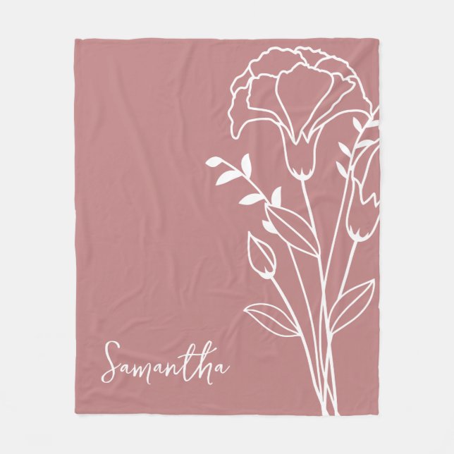 Födelsemånadsblomman, januari Ro-calligrafi Namn Fleecefilt (Framsidan)