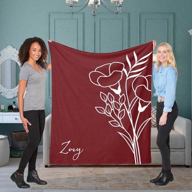 Födelsemånadsblomman, September Calligraphy Namn Fleecefilt (Skapare uppladdad)