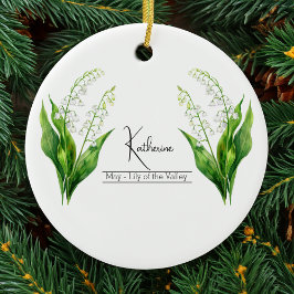 Födelsemånadslin maj Lily i Valley Julgransprydnad Keramik
