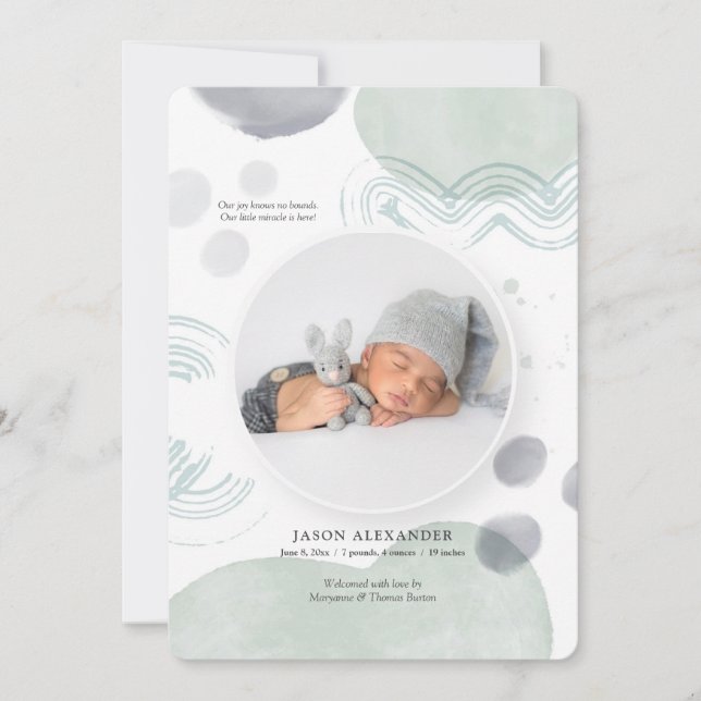 Födelsemärkning om vattenfärgsfoto inbjudningar (Framsida)