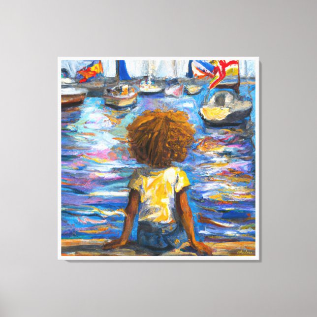 Födelsemateriet*Sitta på sjön* Canvastryck (Framsida)