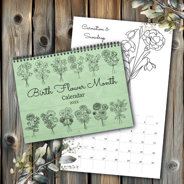 Födelsemblomma Månad Boho Kalender (Skapare uppladdad)