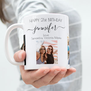 Födelsemedagens svarta vita foto namn kaffemugg