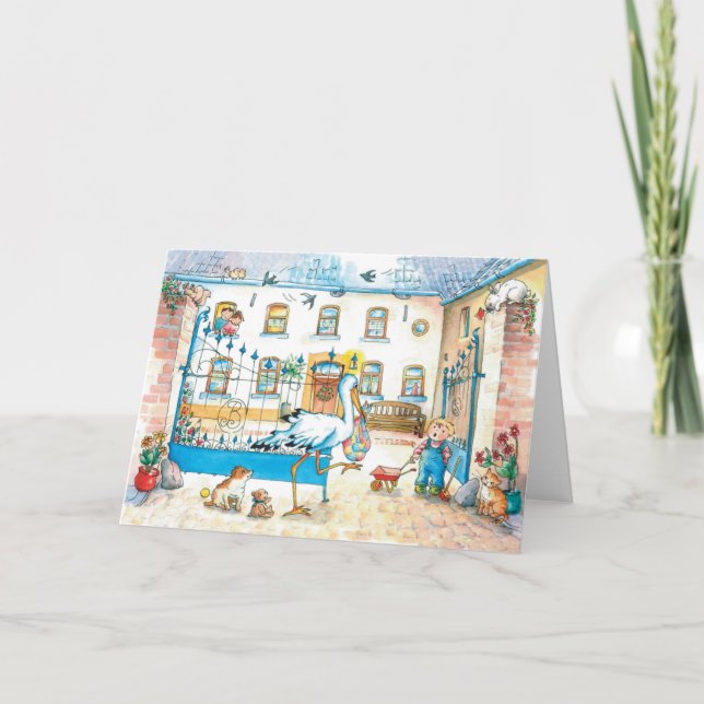 Födelsemeddelande "baby ankomst ", meddelande (Framsida)