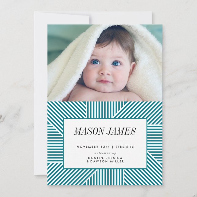 Födelsemeddelande, Baby-tillkännagivande, Blue, Bo Meddelande (Framsida)