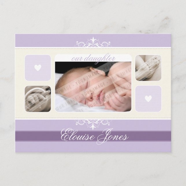 FÖDELSEMEDDELANDE: Fort1 - flicka Meddelande Vykort (Framsida)