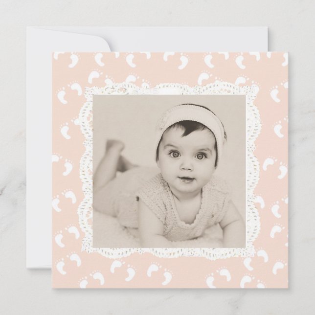 Födelsemeddelande i Coral Färgad Flicka Meddelande (Framsida)