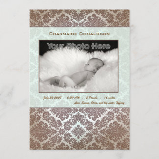 Födelsemeddelande i klassisk grönt baby meddelande