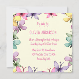 Födelsemeddelande i lycklig, fyrkantig design inbjudningar