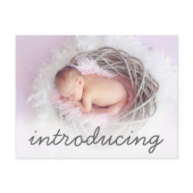 Födelsemeddelande introducerar skriptfoto