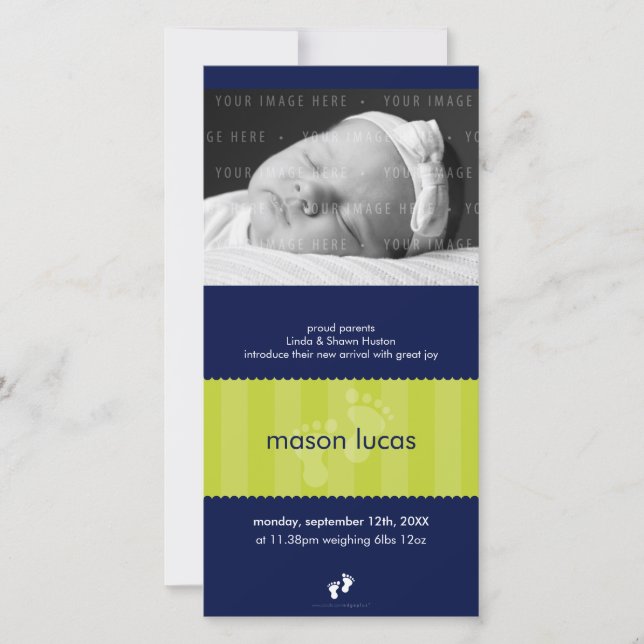 FÖDELSEMEDDELANDE: lycklig fötter 12P Meddelande (Framsida)