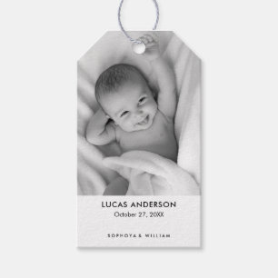 Födelsemeddelande med Anpassningsbar Nyfödd Baby P Presentetikett