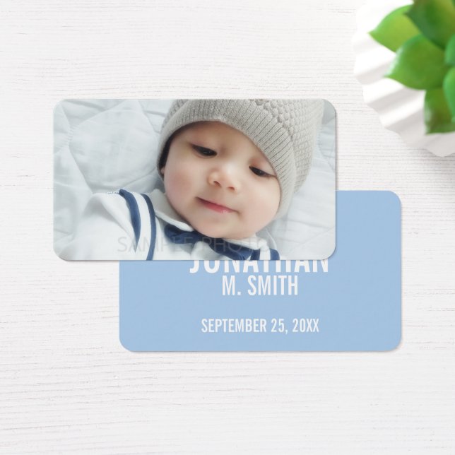 Födelsemeddelande med Anpassningsbar Nyfödd Baby P Visitkort (Skivbord)