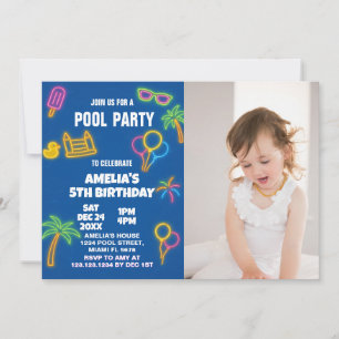 Födelsemeddelande med foto i Bassäng Party Inbjudningar