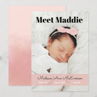 Födelsemeddelande Möte Baby Rosa enkelt Inbjudningar