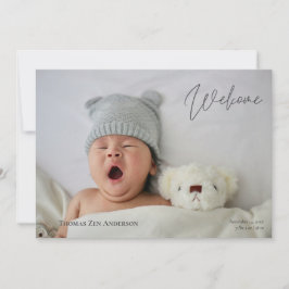 Födelsemeddelande om baby Foton Modern Calligraphy Inbjudningar