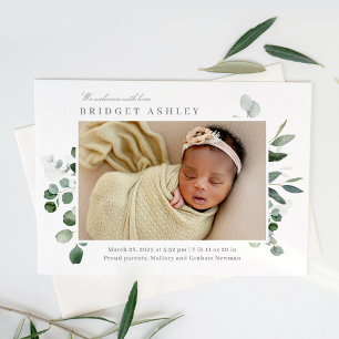 Födelsemeddelande om Baby från Lear Greenery Julkort
