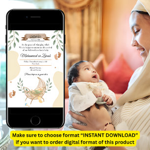 Födelsemeddelande om Baby i Cradle Unisex Muslim Inbjudningar