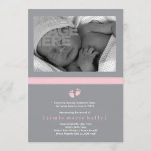 Födelsemeddelande om baby - Rosa Meddelande