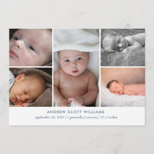Födelsemeddelande om det moderna fotofotofoto baby meddelande