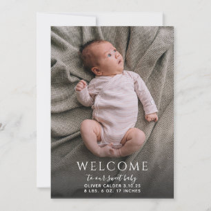 Födelsemeddelande om det moderna fotokortet i Baby
