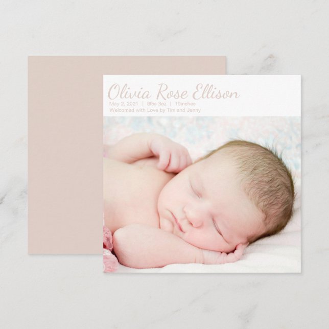 Födelsemeddelande om det onda Flicka-fotot (Fram/baksida)