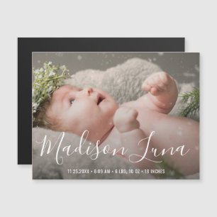 Födelsemeddelande om enkel modern Elegant för foto Magnetisk Inbjudningskort