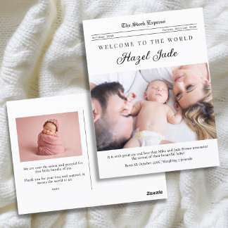 Födelsemeddelande om familjetidningar vykort