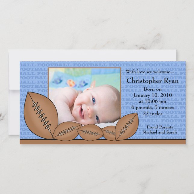 Födelsemeddelande om fotbollens PHOTO Boy Meddelande (Framsida)