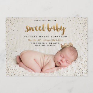 FÖDELSEMEDDELANDE OM KONFETTI SWEET BABY MEDDELANDE