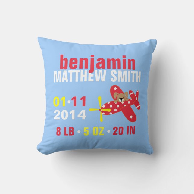 Födelsemeddelande om marionettdockan Anpassningsba Kudde (Framsida)