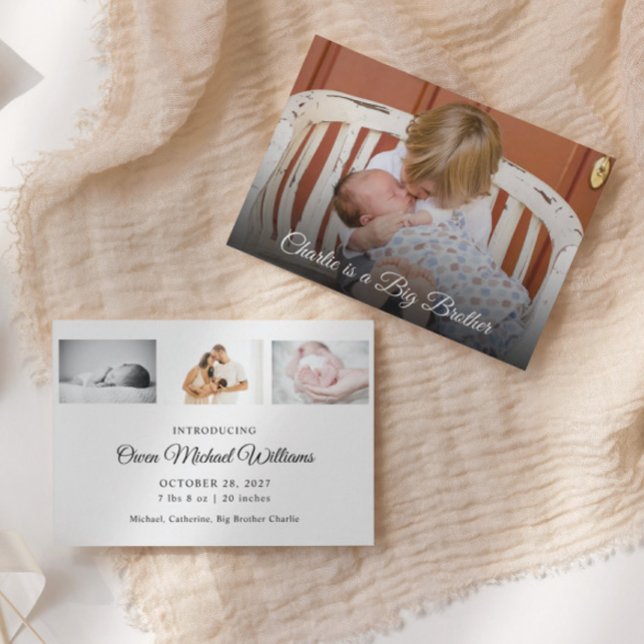 Födelsemeddelande om Photo Nyfödd bebis Big Brothe Tack Kort (Skapare uppladdad)