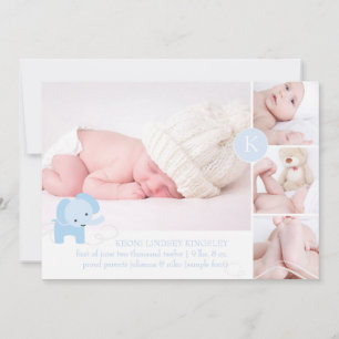 Födelsemeddelande om PixDezines-blåelefantfoton Meddelande