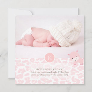 Födelsemeddelande om PixDezines rosa hippo+leopard Meddelande