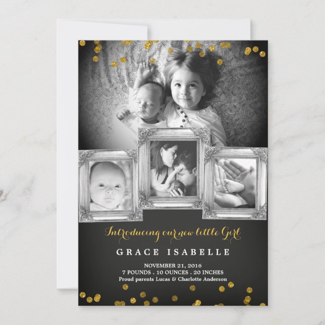 Födelsemeddelande om Ram-konfetti Baby Meddelande (Framsida)