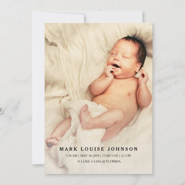 Födelsemeddelande om silver-strålningen Nyfödd beb Meddelande (Framsida)